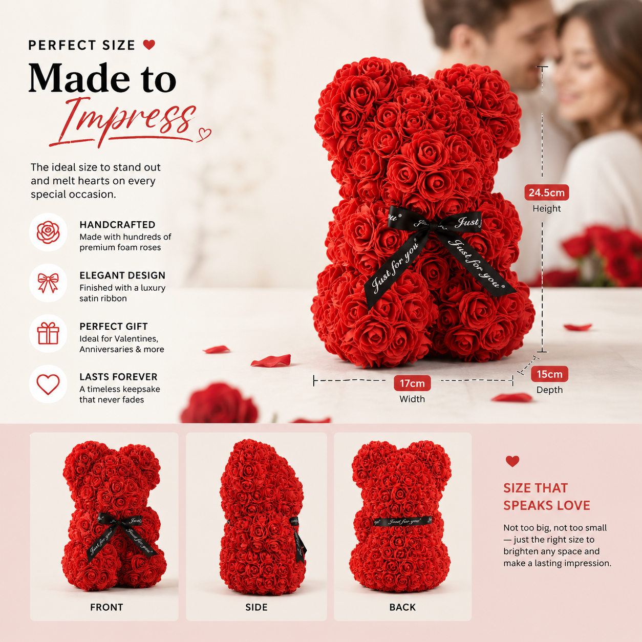 EverBloom Rose Teddy Bear – Luxury Foam Rose Gift Collection