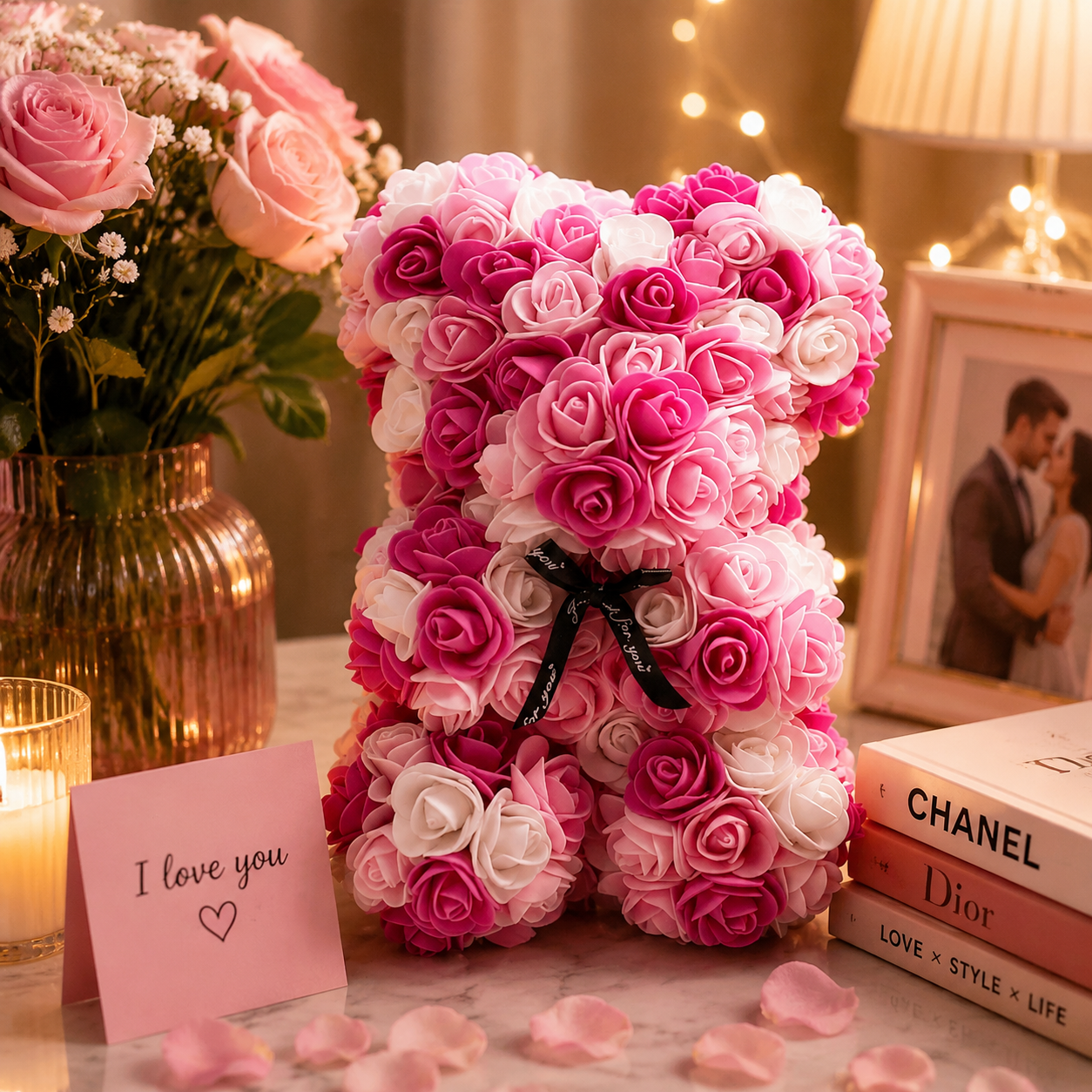 EverBloom Rose Teddy Bear – Luxury Foam Rose Gift Collection