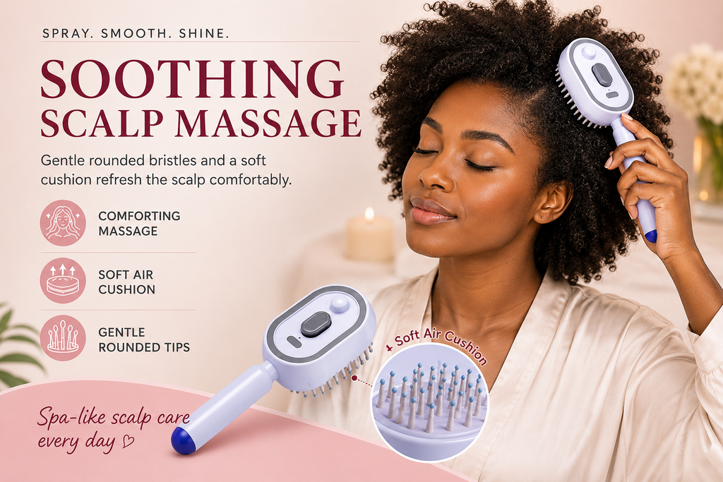 SilkMist Pro soothing scalp massage with soft air cushion bristles